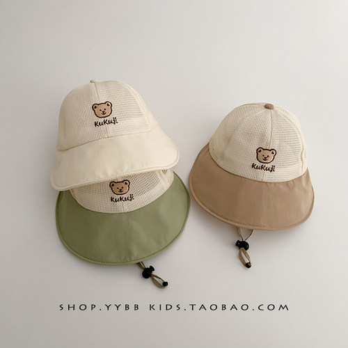 儿童帽子夏季薄款网眼透气男女宝宝遮阳太阳鸭舌帽大檐防晒棒球帽