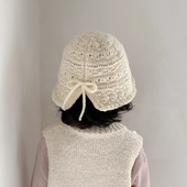 儿童针织帽秋冬百搭女童渔夫帽韩系ins蝴蝶结毛线帽宝宝水桶帽潮