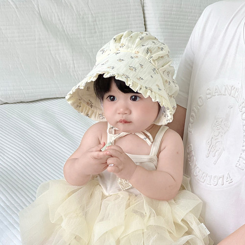 婴幼儿帽子春秋季护囟门宫廷帽女宝宝法式防晒遮阳小月龄胎帽夏季
