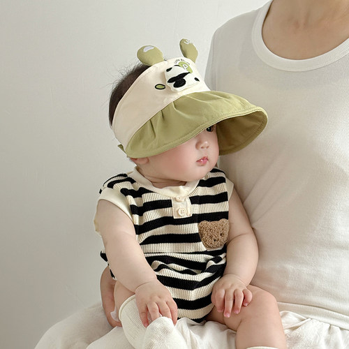 婴儿帽子夏季薄款大帽檐遮阳防晒鸭舌空顶帽男女宝宝小月龄太阳帽