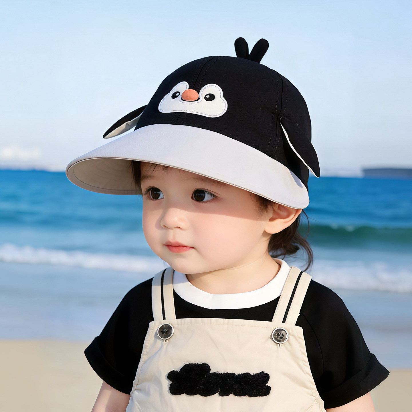 婴儿遮阳帽子春秋薄款防晒大帽檐鸭舌帽男女宝宝可爱夏季棒球帽潮