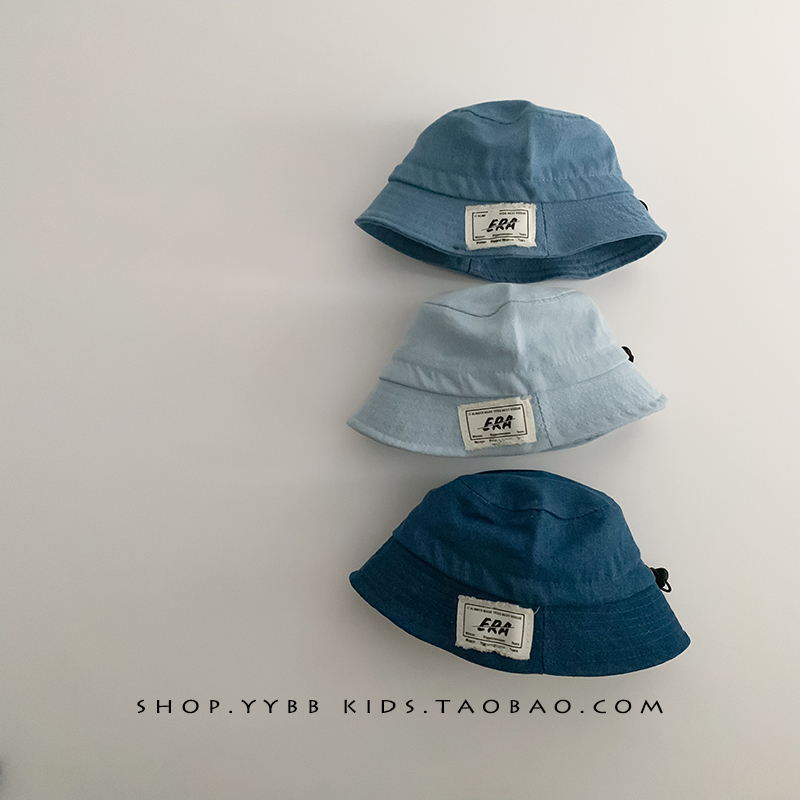 韩版复古儿童帽子春秋薄款遮阳防晒渔夫帽男女宝宝出游水桶盆帽夏