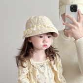 韩系甜美蕾丝边儿童帽子春秋季 遮阳防风大檐鸭舌帽女宝宝棒球帽冬