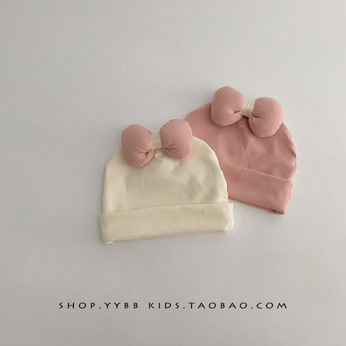 婴幼儿帽子春秋薄款0-12个月新生胎帽可爱女宝宝小月龄纯棉囟门帽