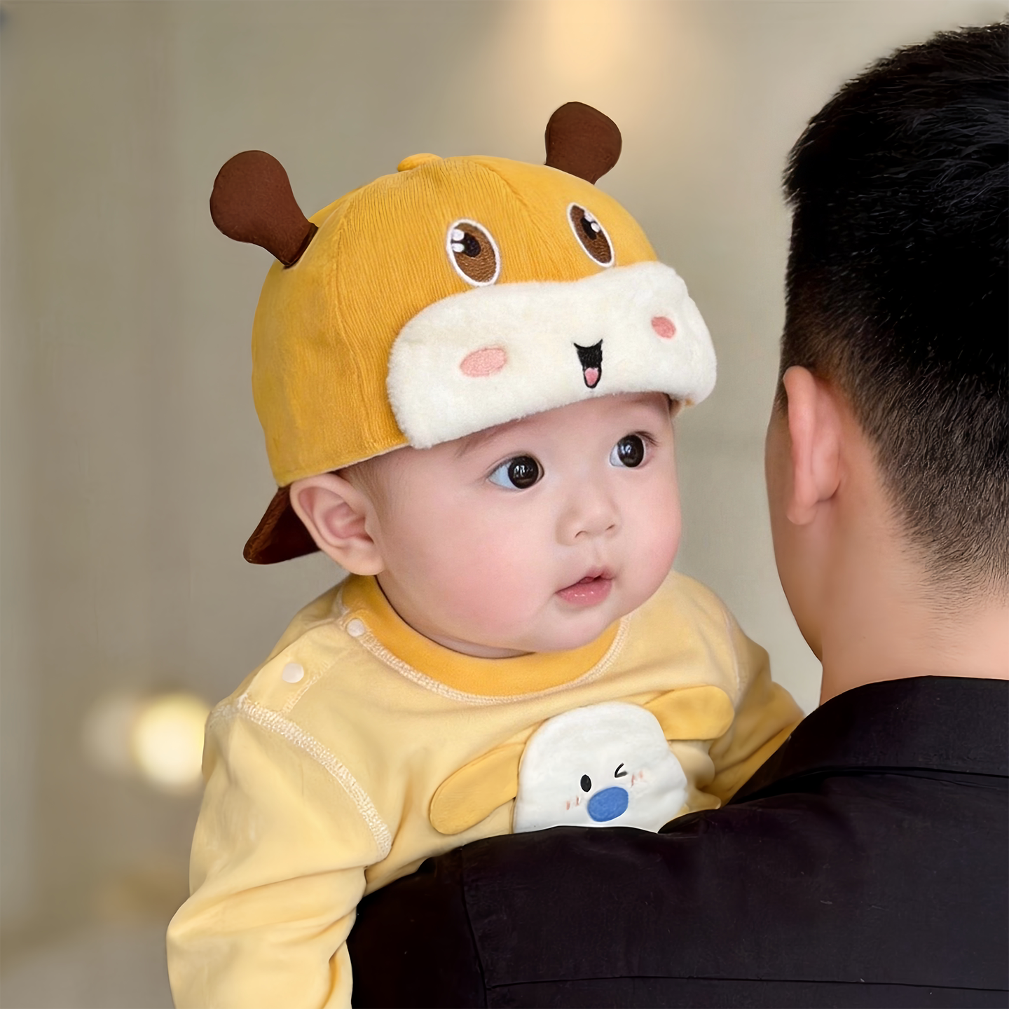 儿童帽子秋冬款保暖加厚灯芯绒鸭舌帽男女宝宝可爱造型防风棒球帽图片
