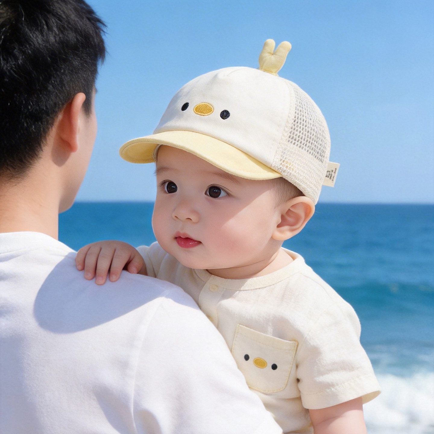 婴幼儿帽子夏季薄款透气网眼鸭舌帽男女宝宝小月龄遮阳防晒棒球帽图片