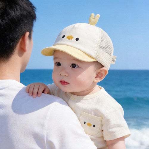 婴幼儿帽子夏季薄款透气网眼鸭舌帽男女宝宝小月龄遮阳防晒棒球帽