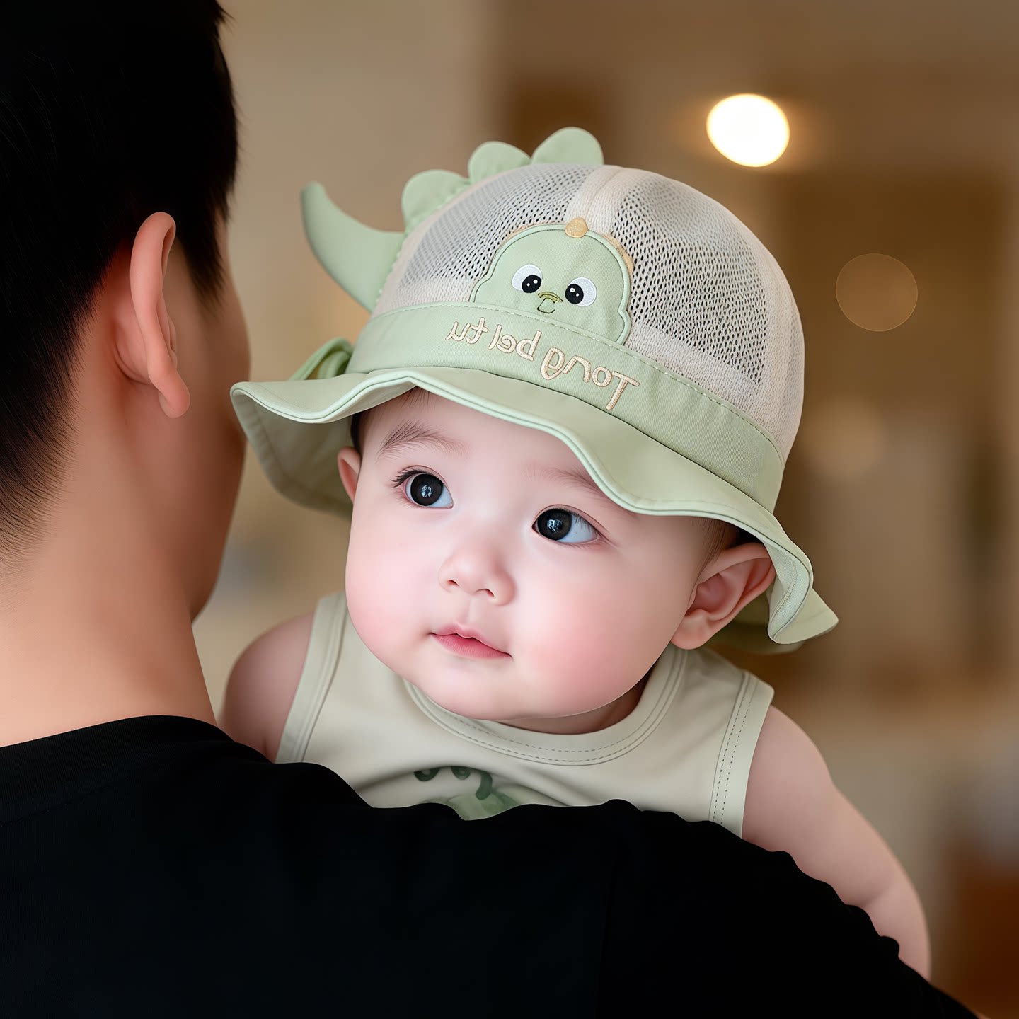 婴儿可爱帽子夏天薄款网眼渔夫帽男女宝宝小月龄卡通遮阳防晒盆帽图片