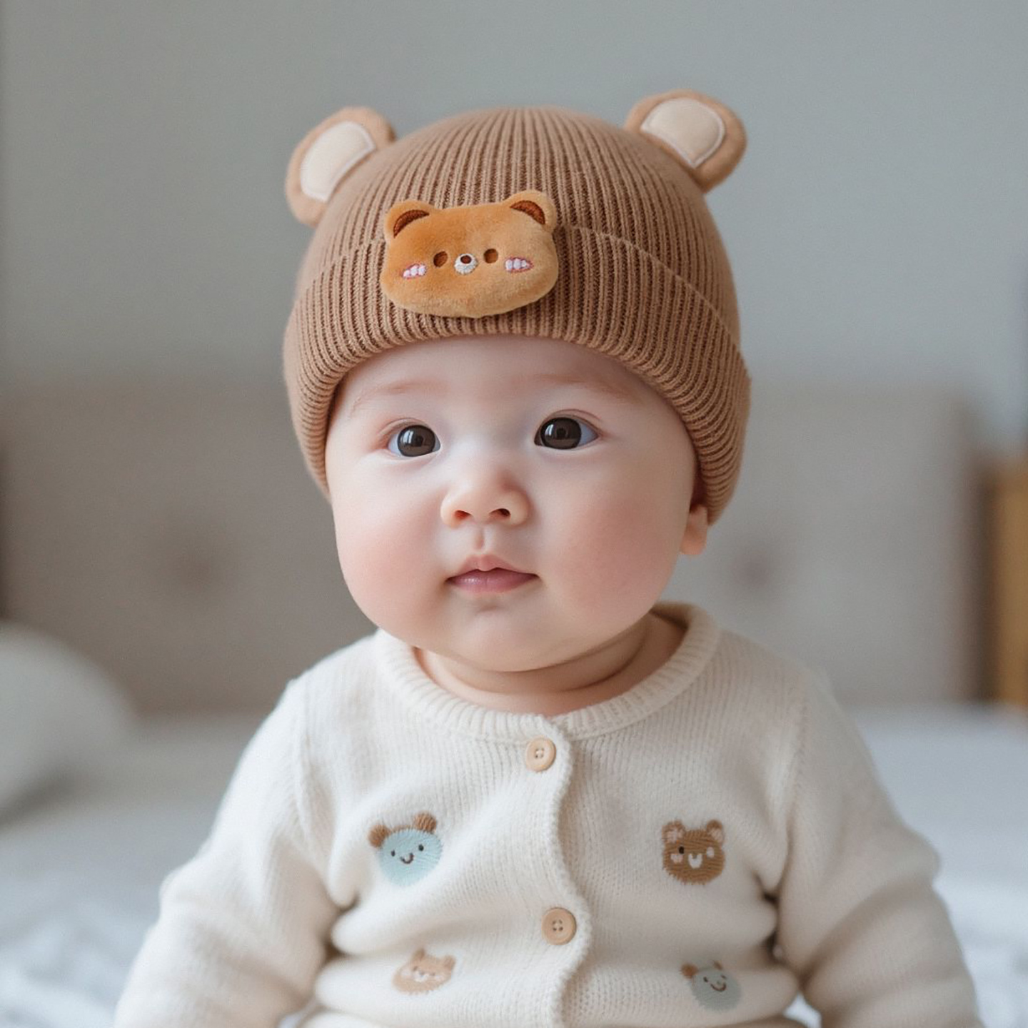 新生儿帽子秋冬季保暖加厚护囟门胎帽男女宝宝小月龄婴幼儿毛线帽