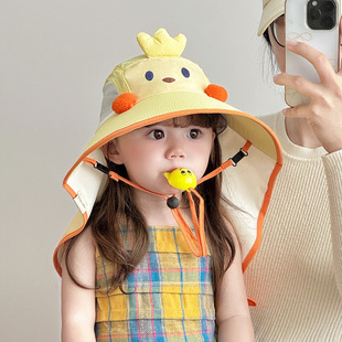 儿童帽子夏季薄款大帽檐透气遮阳防紫外线帽男女宝宝披肩空顶帽春