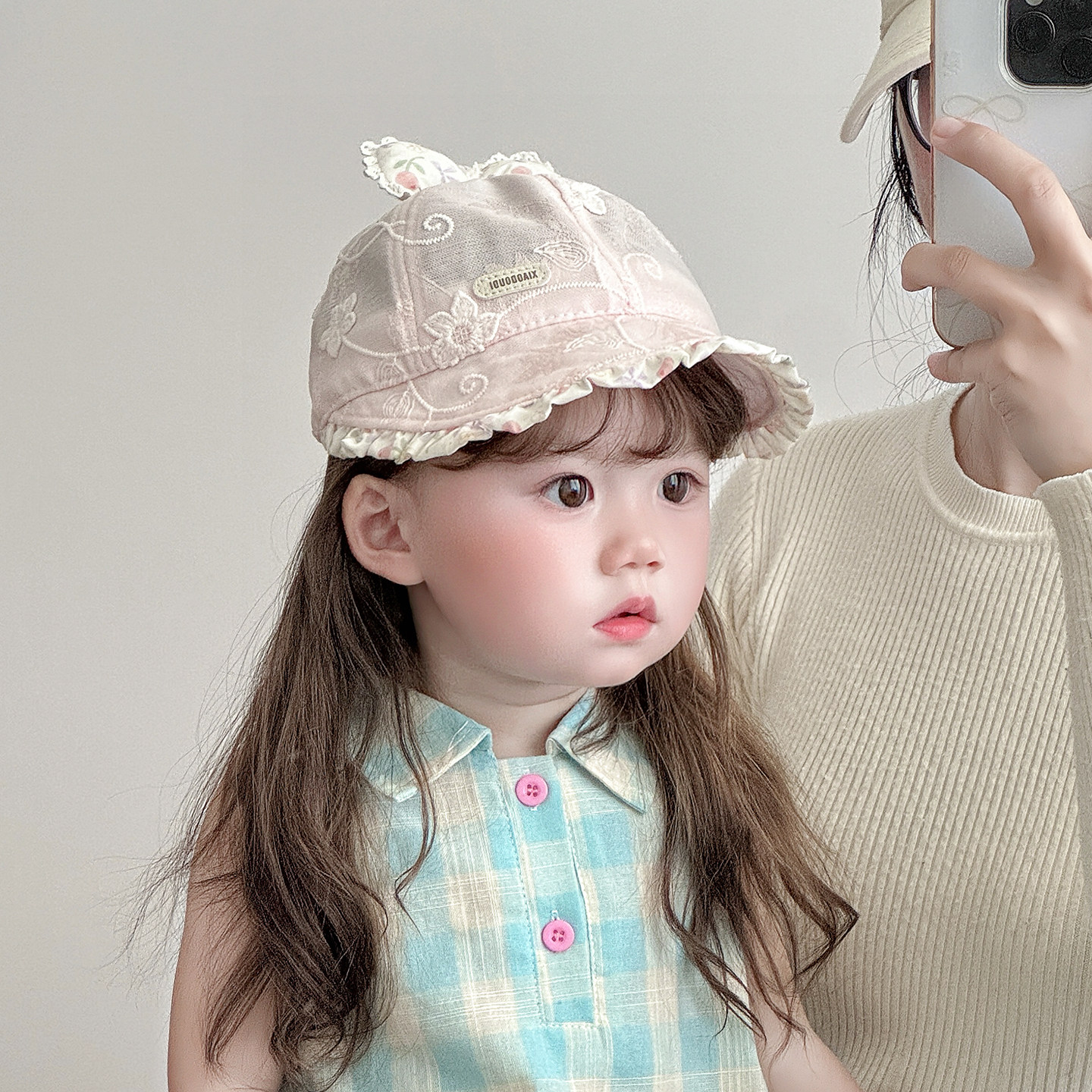 婴儿帽子春秋薄款遮阳防晒鸭舌帽女宝宝小月龄透气网纱棒球帽夏天