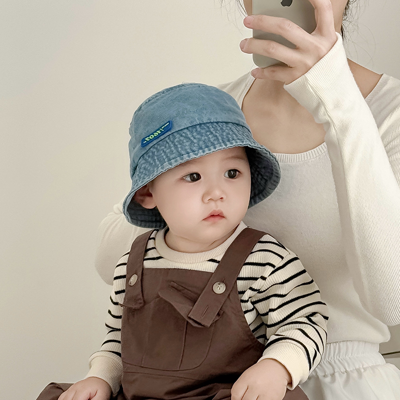 儿童遮阳防晒牛仔帽子春秋薄款帅气男女宝宝百搭渔夫帽水桶盆帽夏