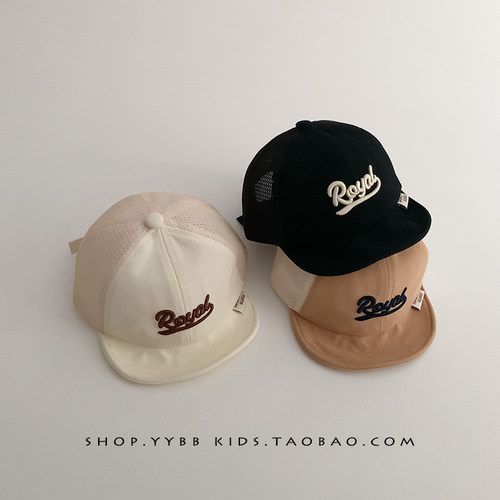 宝宝帽子夏季薄款透气网眼韩版字母鸭舌帽男女宝宝防晒遮阳棒球帽