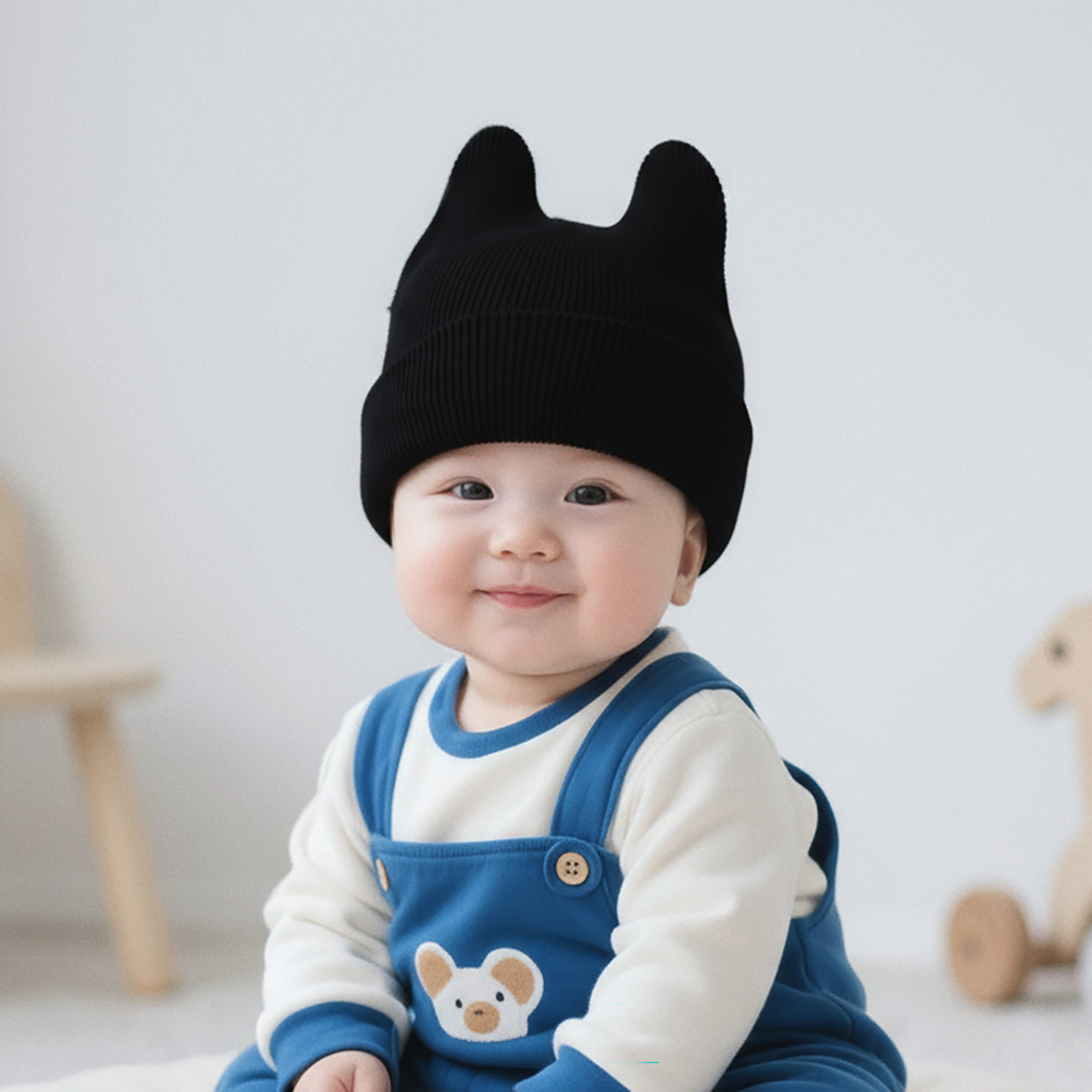 ins可爱猫耳宝宝帽子秋冬季保暖加厚针织套头帽男女童护耳毛线帽