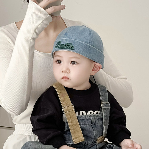 韩系潮流儿童帽子春秋薄款遮阳防晒地主帽男女童宝宝夏季瓜皮帽