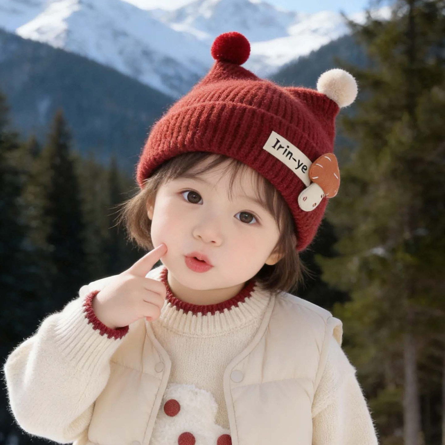 儿童帽子秋冬季保暖加厚针织套头帽男婴女宝宝防风百搭护耳毛线帽