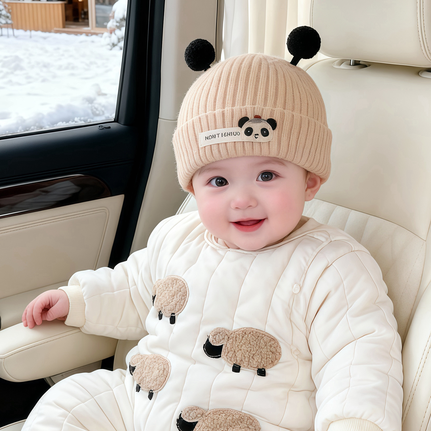 儿童帽子秋冬季保暖加厚针织套头帽男女宝宝可爱防风出游毛线帽