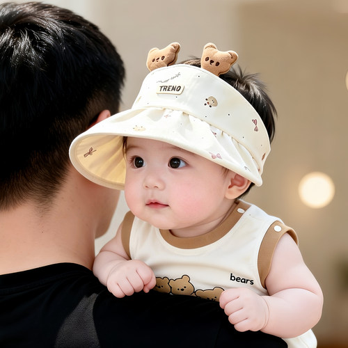 婴儿帽子夏季薄款大帽檐可爱遮阳鸭舌空顶帽男童女宝宝防晒太阳帽