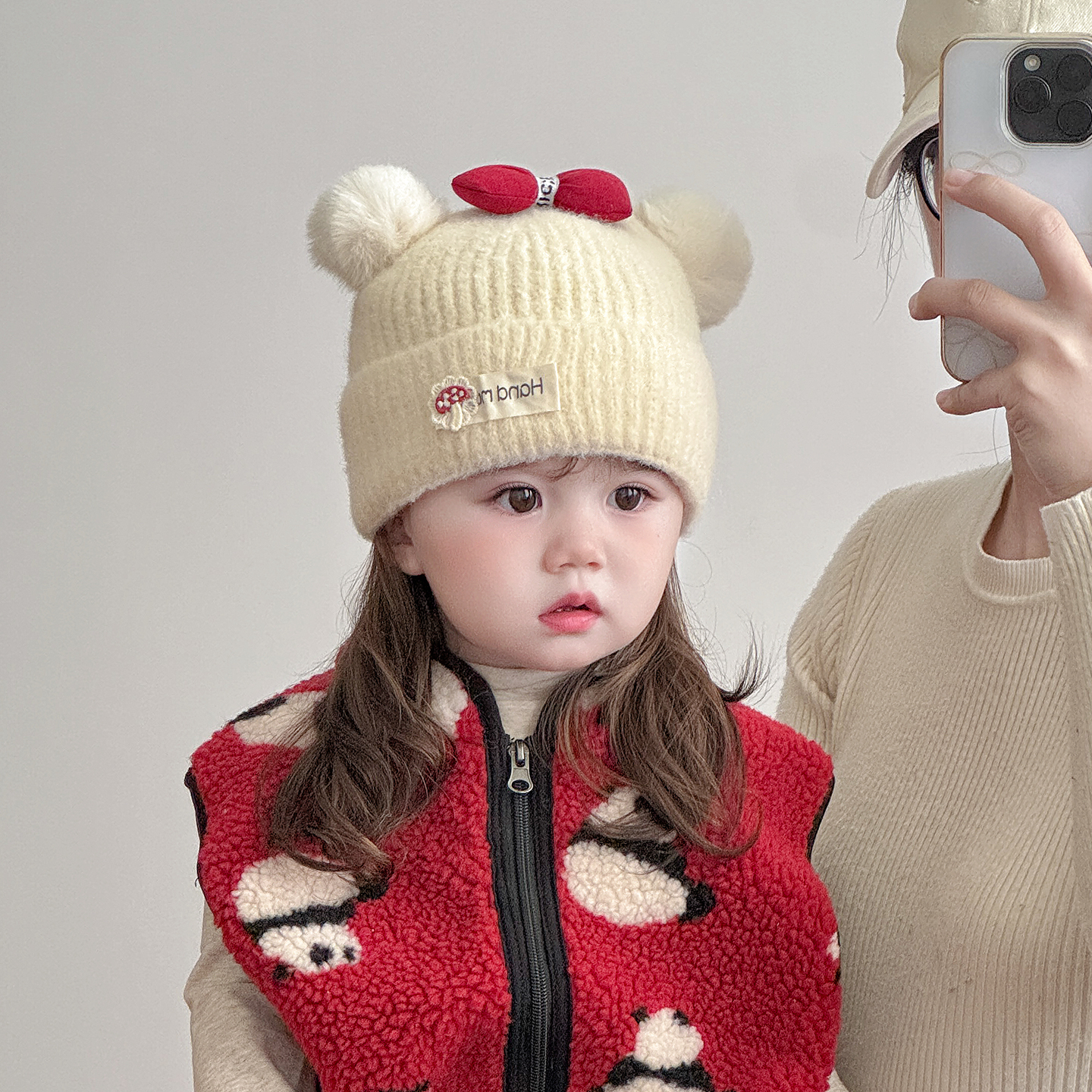 婴幼儿帽子秋冬季保暖加厚针织毛线帽女宝宝小月龄防风护耳套头帽