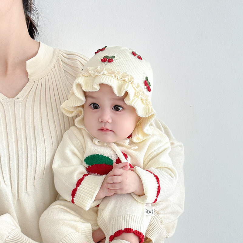 婴儿帽子秋冬季保暖防风公主针织帽女宝宝小月龄甜美护耳毛线帽韩