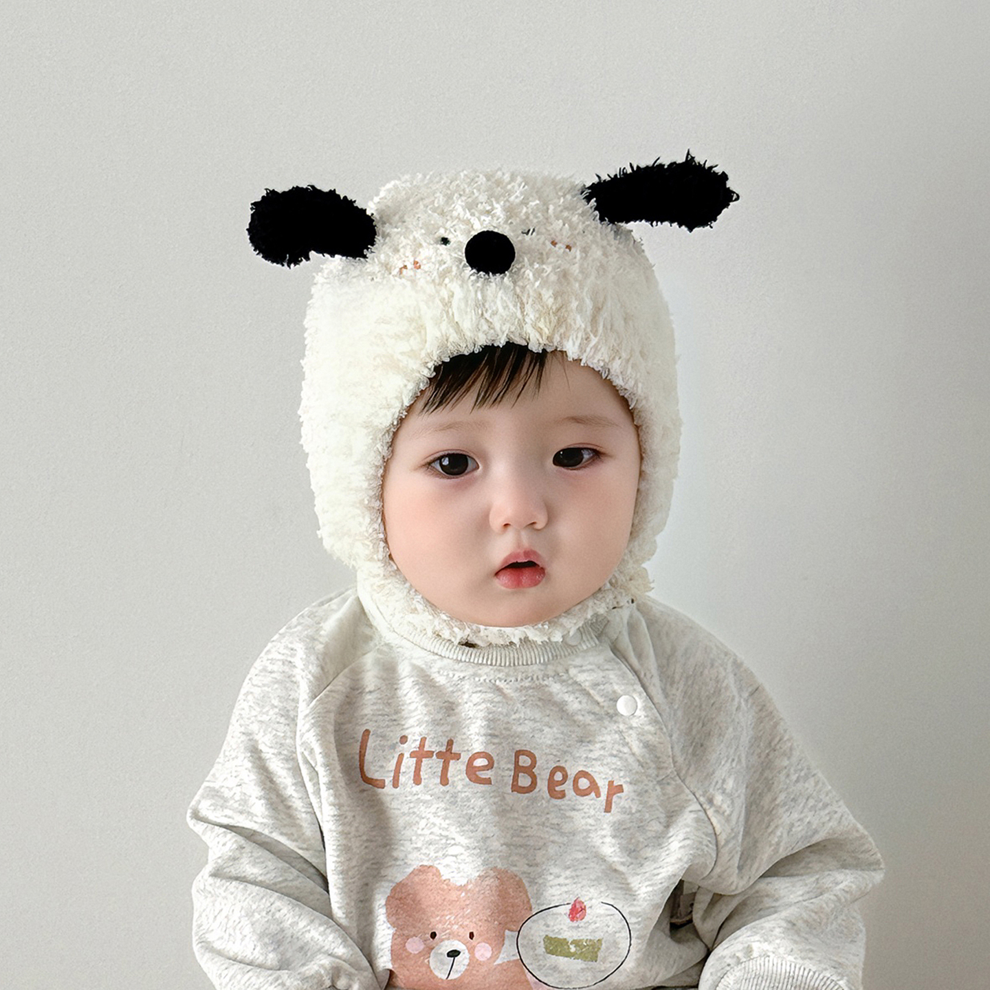 婴儿帽子秋冬季保暖加厚可爱针织护耳毛绒帽男女宝宝小月龄毛线帽