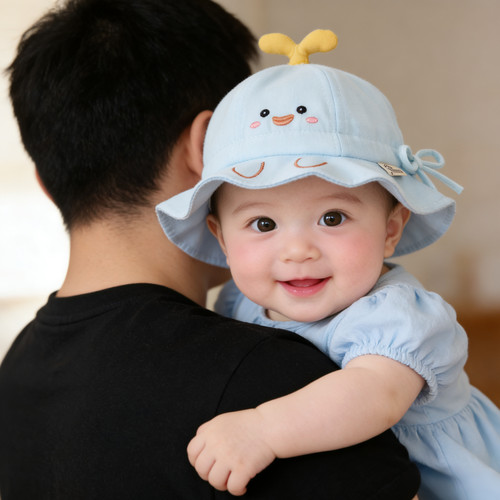 婴儿可爱卡通帽子春秋薄款遮阳防晒渔夫帽男女宝宝小月龄夏季盆帽