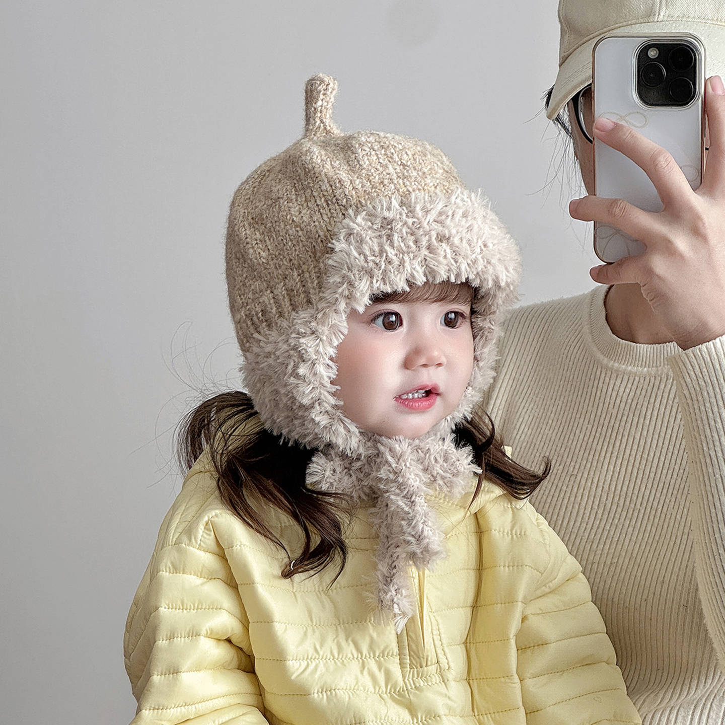 宝宝帽子秋冬季保暖加厚针织护耳毛线雷锋帽男女儿童防风毛绒帽潮