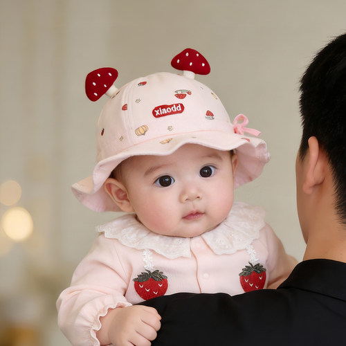 婴儿帽子秋冬款保暖防风韩版公主渔夫帽女宝宝小月龄可调节盆帽潮