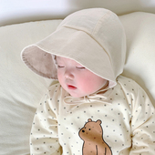 婴幼儿春秋季 大檐防晒帽女宝宝公主帽新生儿可爱超萌宫廷帽夏 薄款