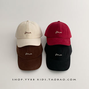 韩国儿童帽子春秋季 出游防风遮阳鸭舌帽男女宝宝简约百搭冬棒球帽