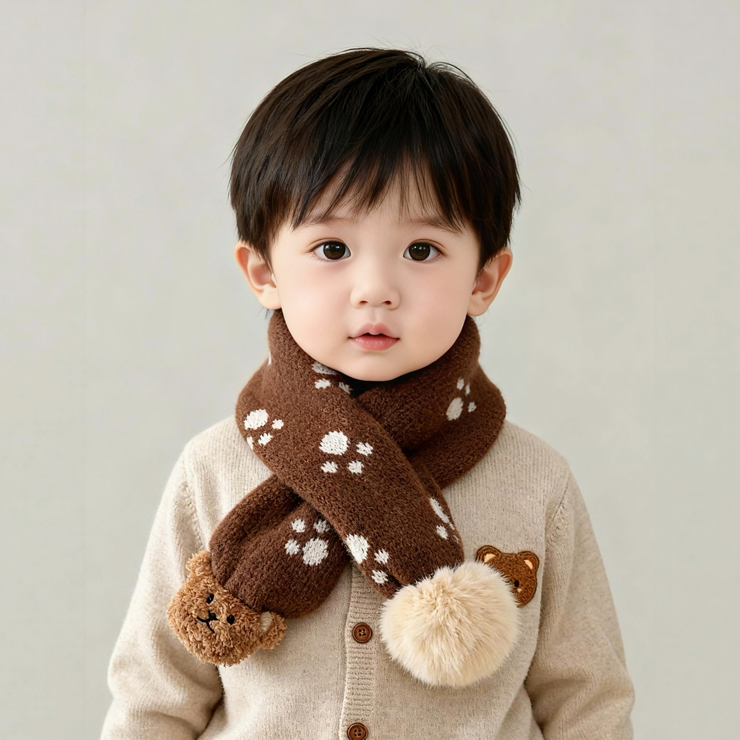 儿童围巾秋冬季保暖加厚针织防寒围脖男女儿童卡通防风毛线脖套潮