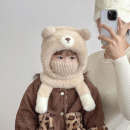 儿童帽子围脖口罩一体护耳帽秋冬季 保暖毛绒帽男女宝宝防风套头帽