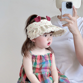 宝宝帽子夏季 遮阳防晒空顶帽婴幼儿大帽檐公主帽儿童太阳帽女 薄款