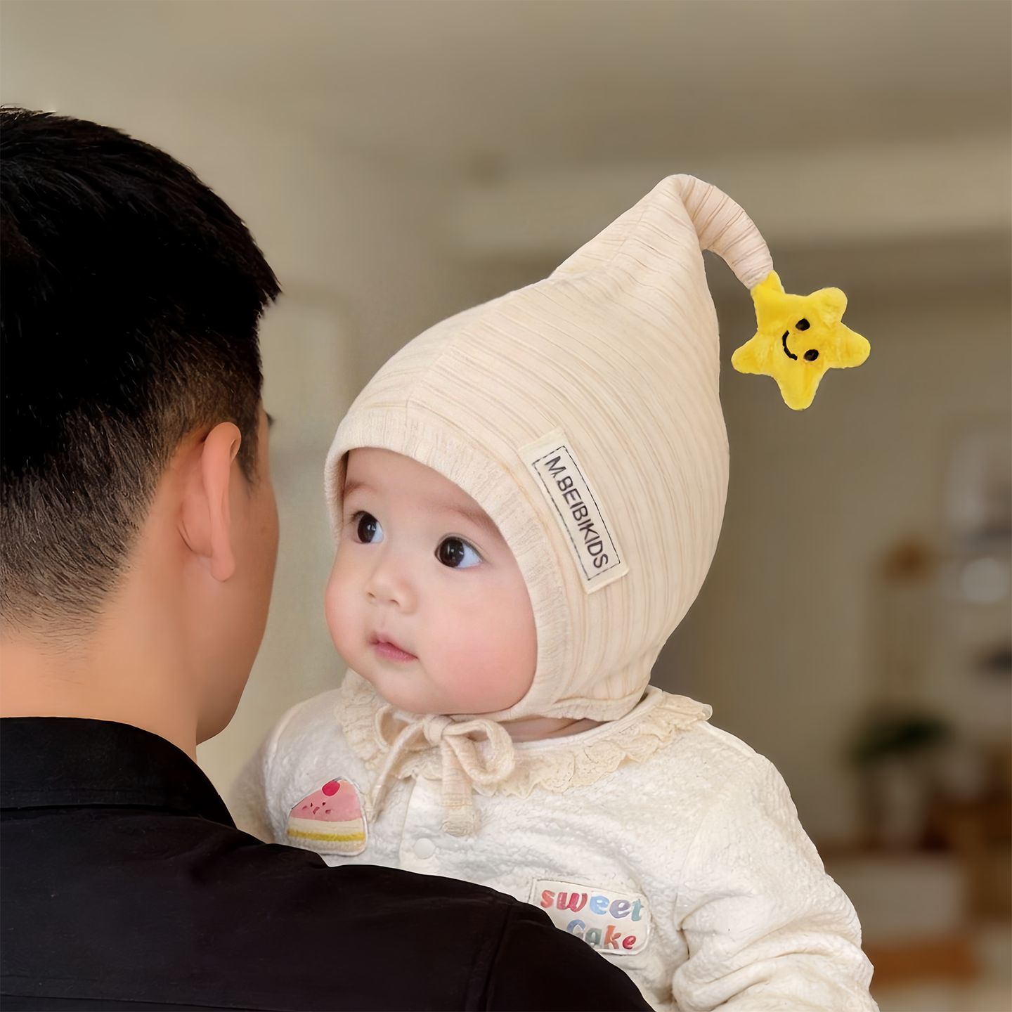 婴儿帽子秋冬款保暖防风纯棉精灵包头帽男女宝宝小月龄护囟门胎帽