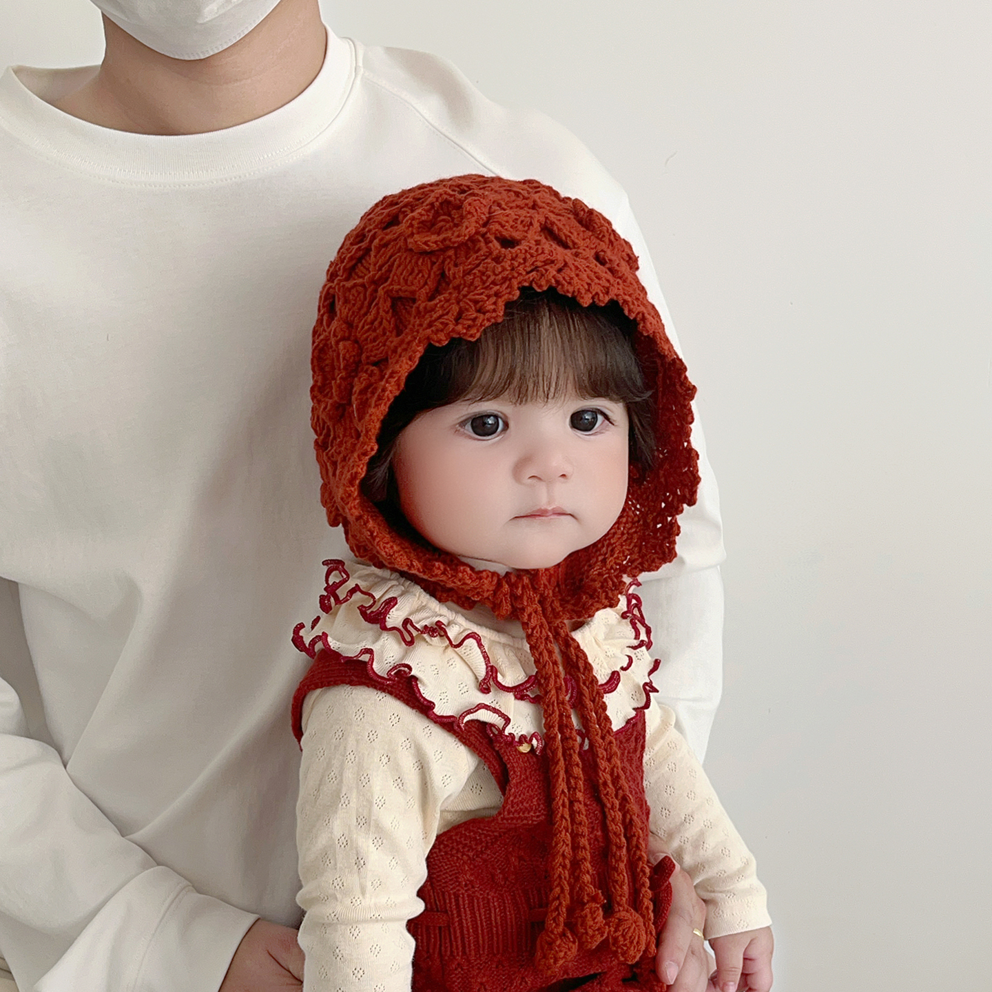 儿童帽子秋冬季保暖针织护耳包头帽女宝宝韩系潮流洋气毛线系带帽