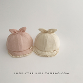 婴儿帽子秋冬季 保暖灯芯绒韩系蕾丝鸭舌帽女宝宝小月龄防风棒球帽