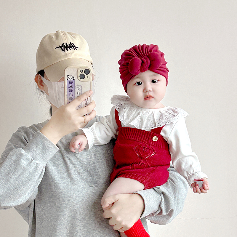 婴儿帽子春秋季可爱超萌蝴蝶结护囟门印度帽宝宝小月龄新生胎帽冬