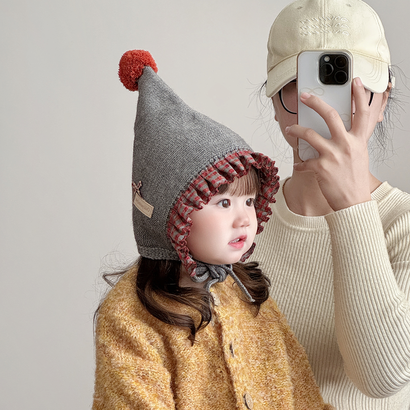 韩系儿童帽子秋冬季保暖加厚针织复古尖尖护耳帽女宝宝防风毛线帽