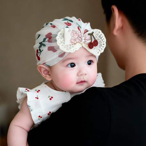 婴幼儿帽子夏季薄款护囟门胎帽女宝宝小月龄0-3月新生儿印度帽春