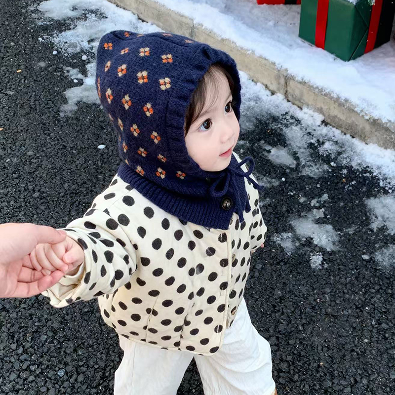 韩系儿童拉法帽子秋冬季保暖加厚针织护耳一体围脖帽女宝宝毛线帽