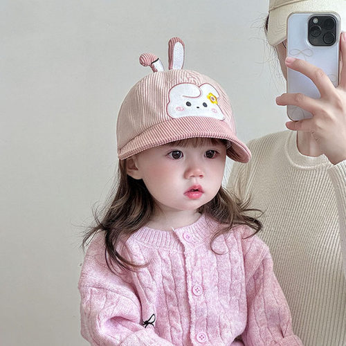 儿童帽子秋冬季保暖防风大帽檐鸭舌帽男女宝宝可爱卡通棒球帽春天