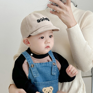 宝宝帽子秋冬季可爱字母软檐鸭舌帽男童防风保暖春天女童棒球帽潮