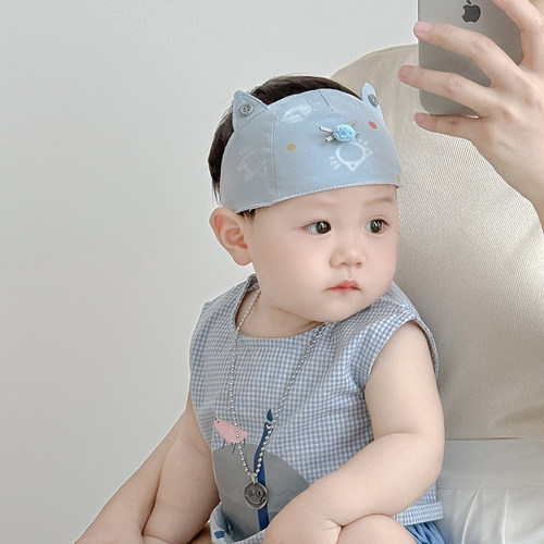 婴儿帽子夏季薄款发带护囟门胎帽新生儿空顶帽男女宝宝空调居家帽