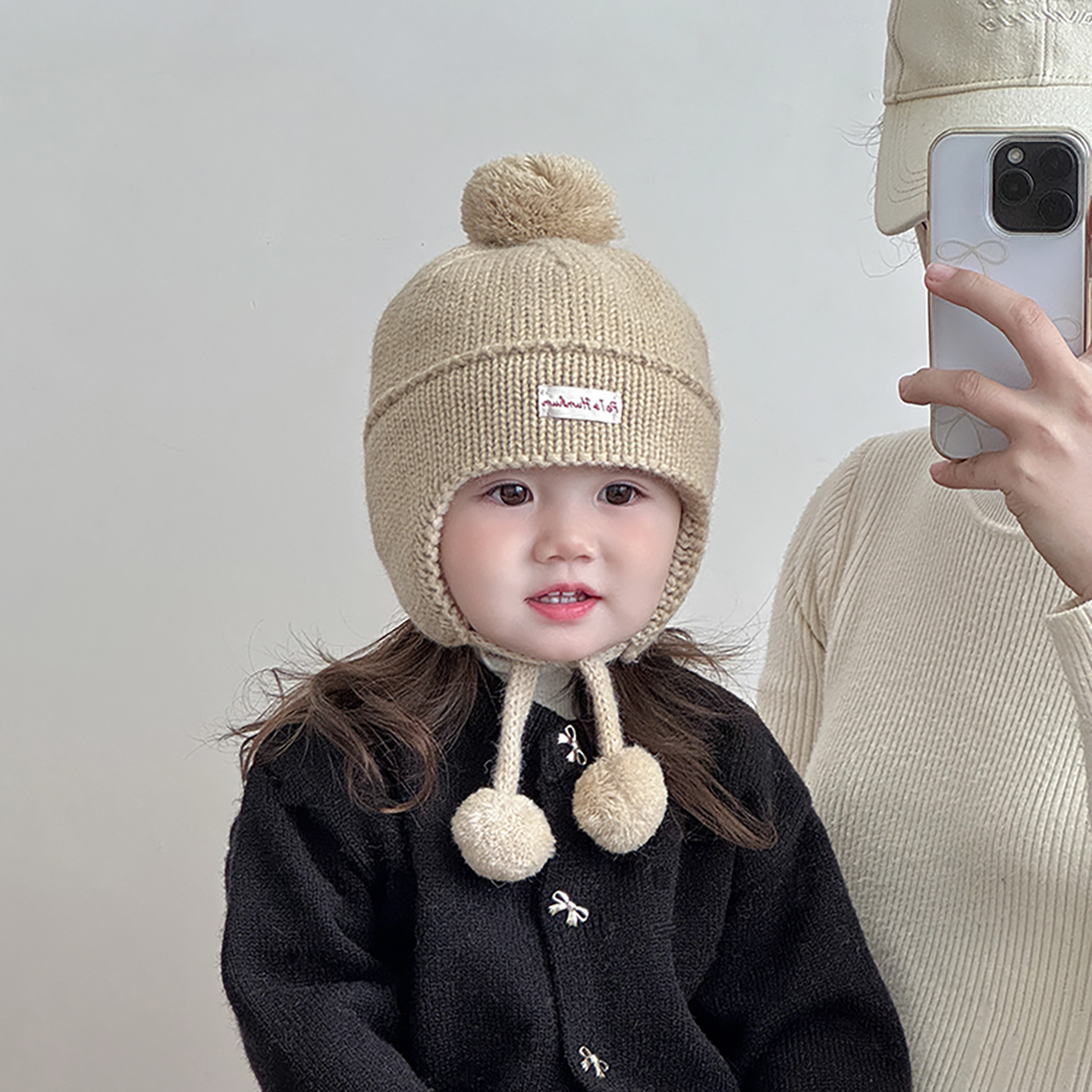 儿童帽子秋冬季保暖加厚针织护耳帽男女宝宝韩版简约防风毛线帽潮