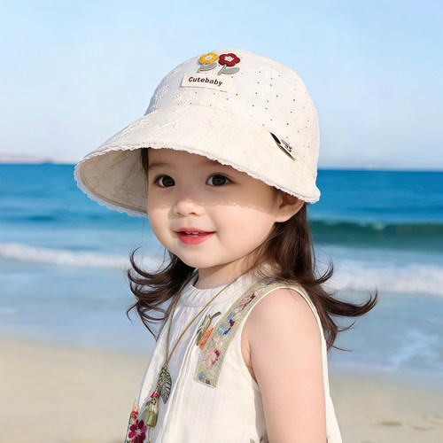 韩系儿童遮阳帽子夏季薄款透气网眼大帽檐鸭舌帽女宝宝防晒太阳帽