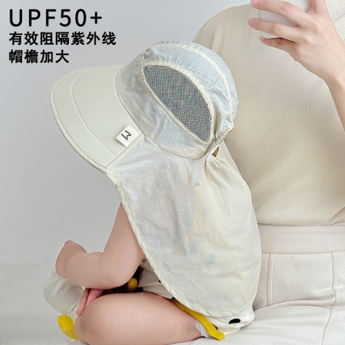 宝宝夏季薄款透气大帽檐防紫外线遮阳帽男童女童披肩护脖太阳帽潮