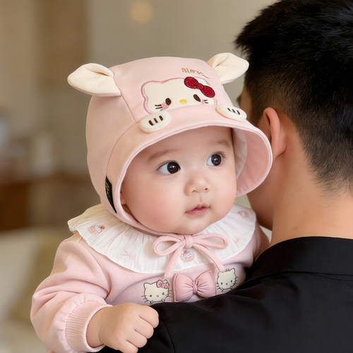 可爱婴幼儿帽子秋冬款保暖防风护耳宫廷帽男女宝宝小月龄包头胎帽