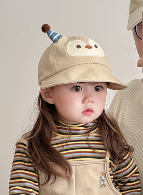 宝宝遮阳帽子春秋薄款可爱卡通大帽檐鸭舌帽男婴女儿童防晒棒球帽