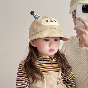 宝宝遮阳帽子春秋薄款 可爱卡通大帽檐鸭舌帽男婴女儿童防晒棒球帽