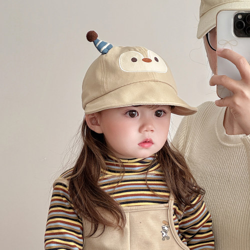 宝宝遮阳帽子春秋薄款可爱卡通大帽檐鸭舌帽男婴女儿童防晒棒球帽